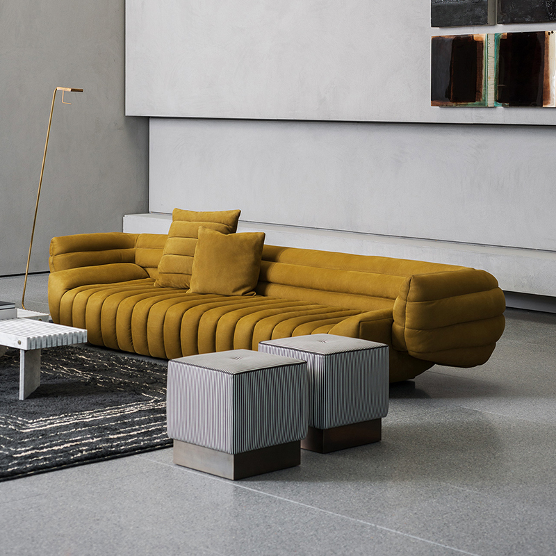Solid wood inner frame high density composite sponge living room sofa with metal leg